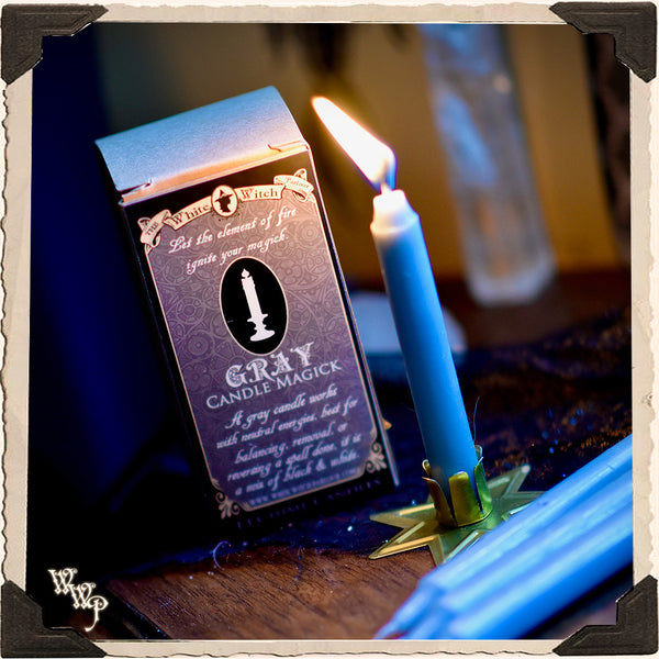 GRAY SPELL CANDLES. 13 Pack - Unscented. For Neutral Energy & Banishing Magic. White Witch Parlour