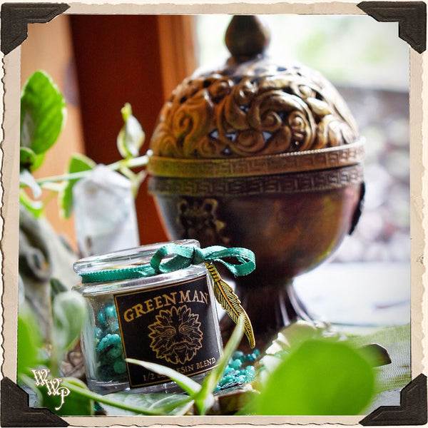 GREEN MAN INCENSE. All Natural Resin Blend. For Fertility, Honoring Nature & Abundance. White Witch Parlour