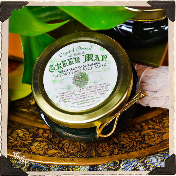 DISCONTINUED: GREEN MAN DETOXIFYING FACE MASK. Green Clay & Spirulina. All Natural 3oz. For Self Care.