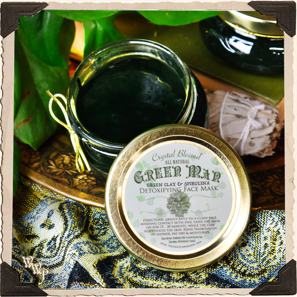 DISCONTINUED: GREEN MAN DETOXIFYING FACE MASK. Green Clay & Spirulina. All Natural 3oz. For Self Care.