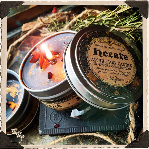 HECATE GODDESS CANDLE. 6 oz. For Mystery, Magick, Spirits, Witchcraft, Night.