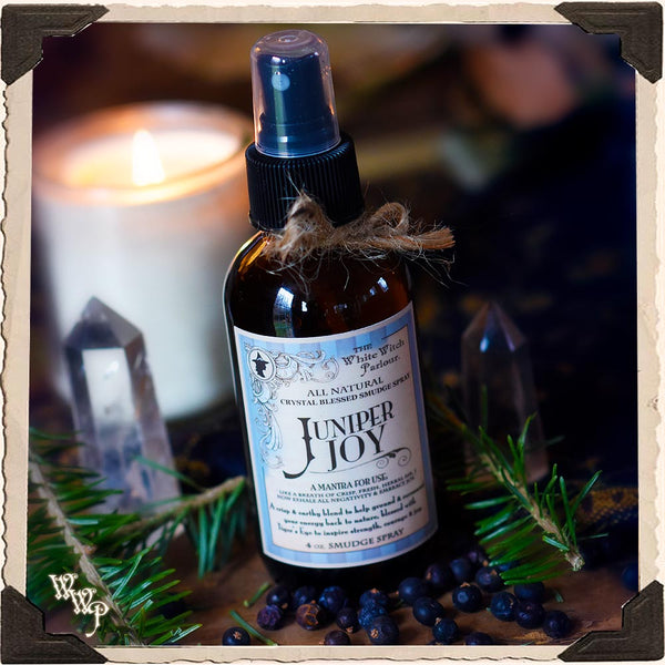 JUNIPER JOY 4oz. All Natural Ritual Smudge Spray. For Lifting Low Energy & Renewal. White Witch Parlour