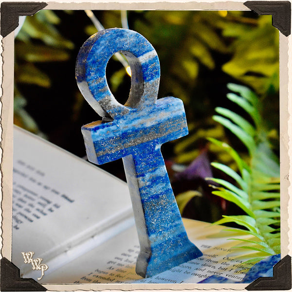 LAPIS LAZULI ANKH. Gemstone Carving Altar Statue. For Cosmic Awareness & Spiritual Awakenings