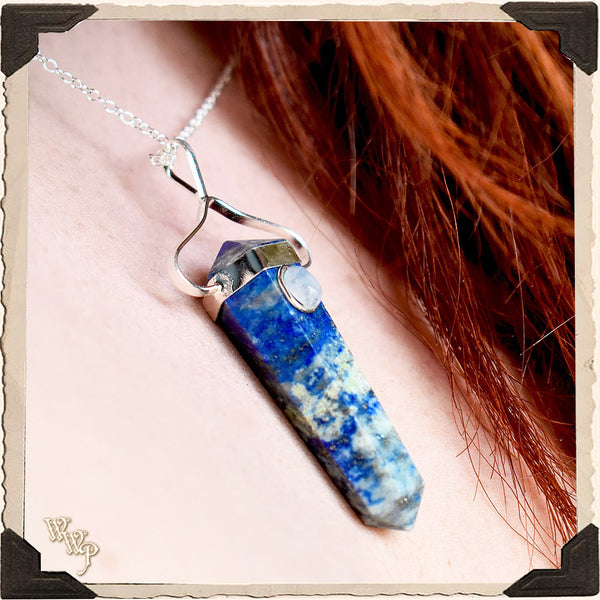 LAPIS LAZULI MOONSTONE PENDANT NECKLACE. For Cosmic Awareness & Spiritual Awakening