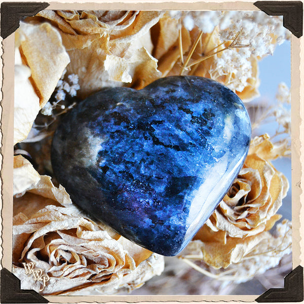 LARVIKITE CRYSTAL HEART. Black Moonstone For Meditation, Spiritual Connections & Earthly Healing.