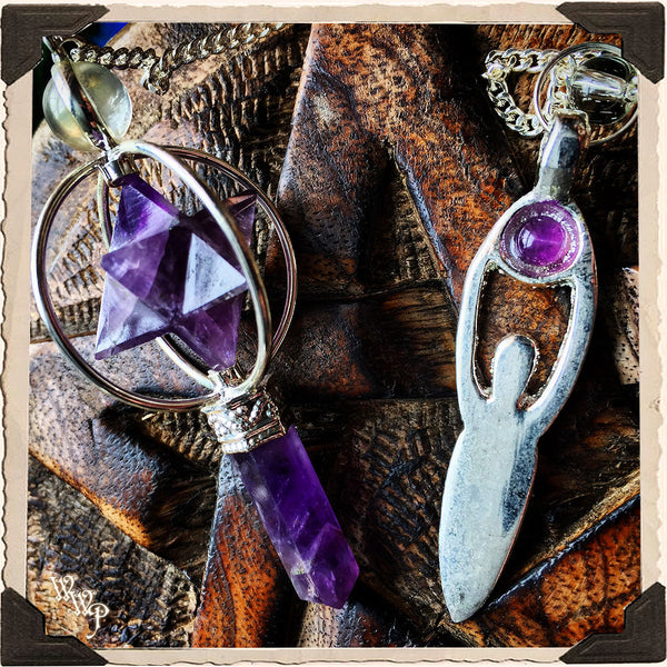 MERKABA CRYSTAL GODDESS PENDULUM with Silver Chain. For Divination & Scrying White Witch Parlour