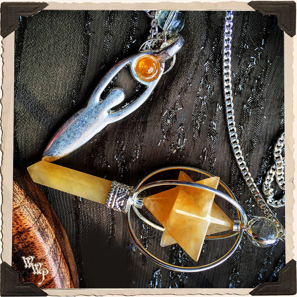 MERKABA CRYSTAL GODDESS PENDULUM with Silver Chain. For Divination & Scrying