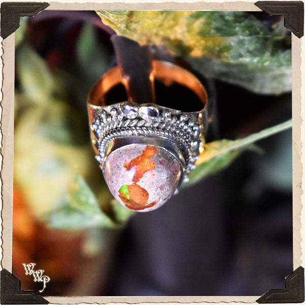 LIMITED EDITION : FIRE OPAL RING. For Passion & Creativity. Sterling Silver.( SKU:MR32 )