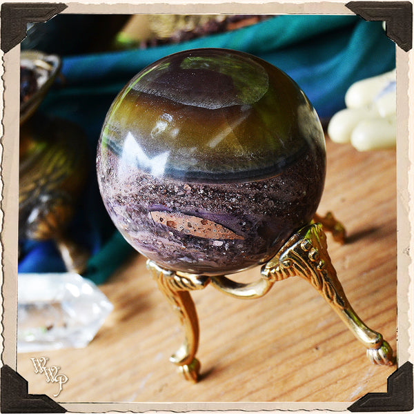 MULTI- FLUORITE SPHERE Crystal. For Grounding & Psychic Protection.