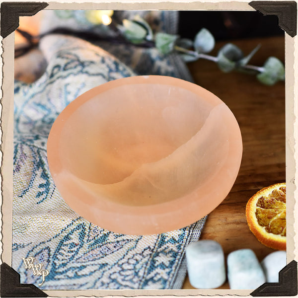 ORANGE SELENITE BOWL. For Offerings, Spiritual Healing & Lunar Alignment.