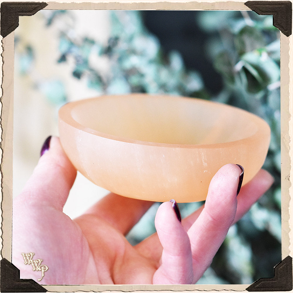 ORANGE SELENITE BOWL. For Offerings, Spiritual Healing & Lunar Alignme