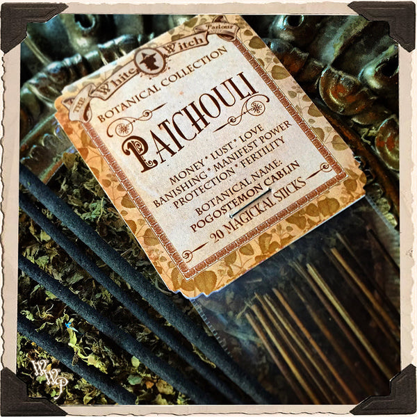 PATCHOULI INCENSE. 20 Stick Pack. Single-Note Botanical. For Money, Manifestation, Power & Lust. White Witch Parlour