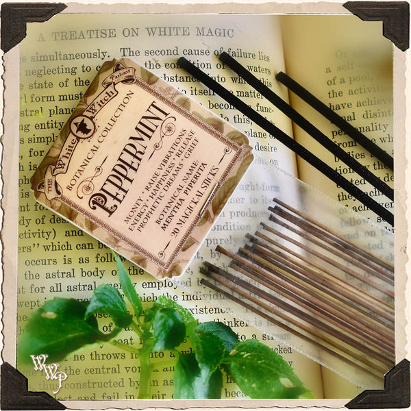 PEPPERMINT INCENSE. 20 Stick Pack. Single-Note. For Money Drawing & Raising Vibrations. White Witch Parlour