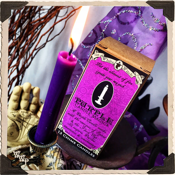 PURPLE SPELL CANDLES. 13 Pack - Unscented. Mini Taper Candle Magick for Spirit Element & Third Eye.