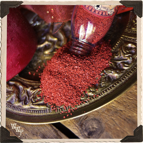 RED RITUAL SALT. Root. Blessed with Red Tiger's Eye & Red Sandalwood on a Full Moon