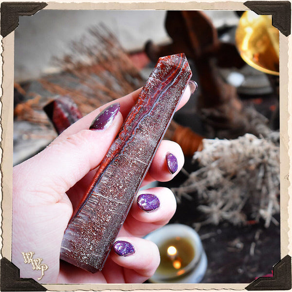 RED TIGER'S EYE OBELISK CRYSTAL. For Motivation, Kundalini & Manifestation. White Witch Parlour