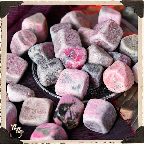 RHODONITE TUMBLED CRYSTAL. For Compassion, Love & Generosity.