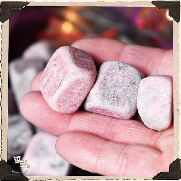 RHODONITE TUMBLED CRYSTAL. For Compassion, Love & Generosity.