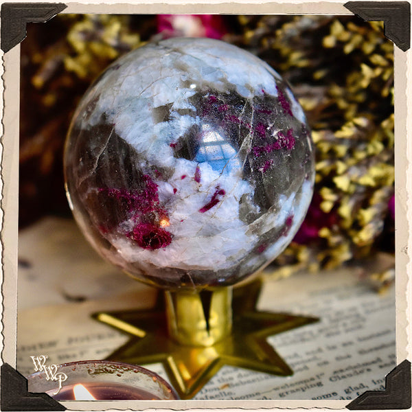 RUBELLITE CRYSTAL SPHERE. Plum Tourmaline For Self Confidence, Psychic Attacks & Heart Chakra Protection.