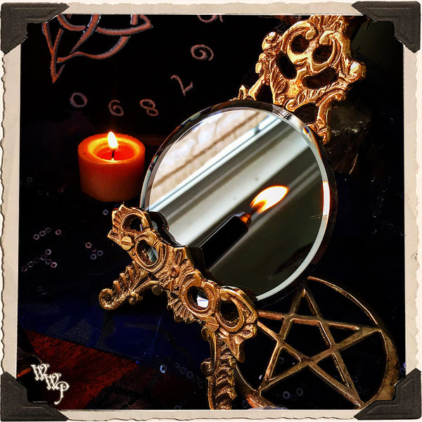 Mini Scrying Mirror. Occult Divination & Fortune Telling Black / Grey Mirror. Altar Decor