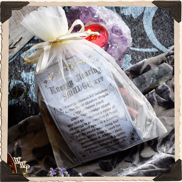 SMUDGE KIT: White Sage & Abalone Shell For Spiritual Cleansing White Witch Parlour