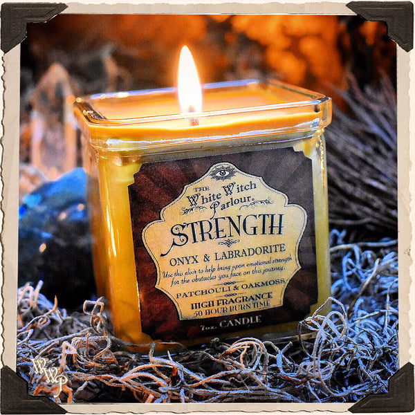 STRENGTH Elixir Apothecary CANDLE 7oz. For Courage, Emotional Protection & Inspiration. White Witch Parlour