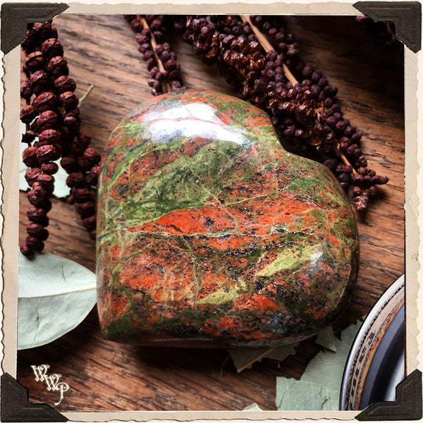 UNAKITE CRYSTAL HEART. For Fertility, Grounding & Healing.