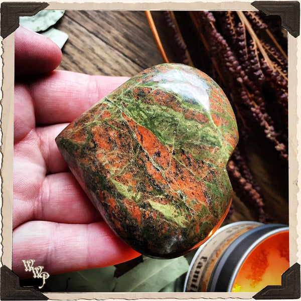 UNAKITE CRYSTAL HEART. For Fertility, Grounding & Healing.