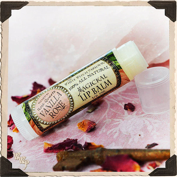 DISCONTINUED: VANILLA ROSE Lip Balm All Natural. Blessed by Rose Quartz Crystal.