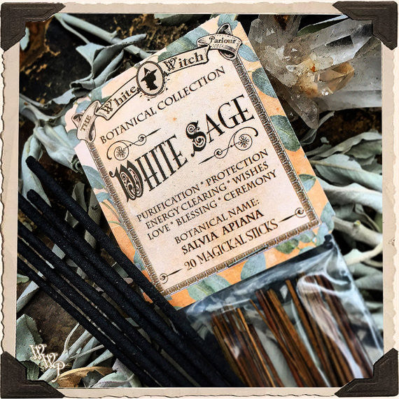 WHITE SAGE INCENSE. 20 Stick Pack. For Wishes, Energy Clearing & Ceremony Work. White Witch Parlour