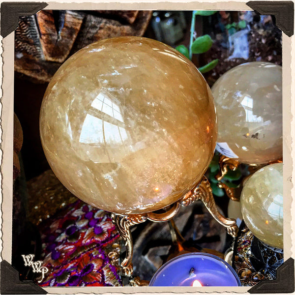 GOLDEN CALCITE CITRINE SPHERE CRYSTAL. For Prosperity, Motivation & Abundance White Witch Parlour