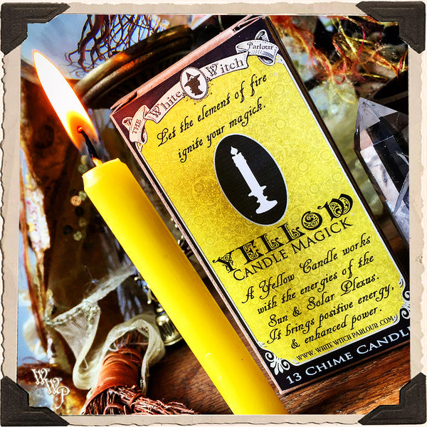 YELLOW SPELL CANDLES. 13 Pack - Unscented. Mini Taper Candle Magick for Sun Energy & Solar Plexus.