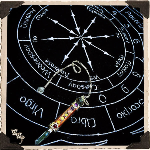 ZODIAC / ASTROLOGY PENDULUM MAT. Black Velvet With Numbers & Days. For Astrological Divination & Spiritual Insight.
